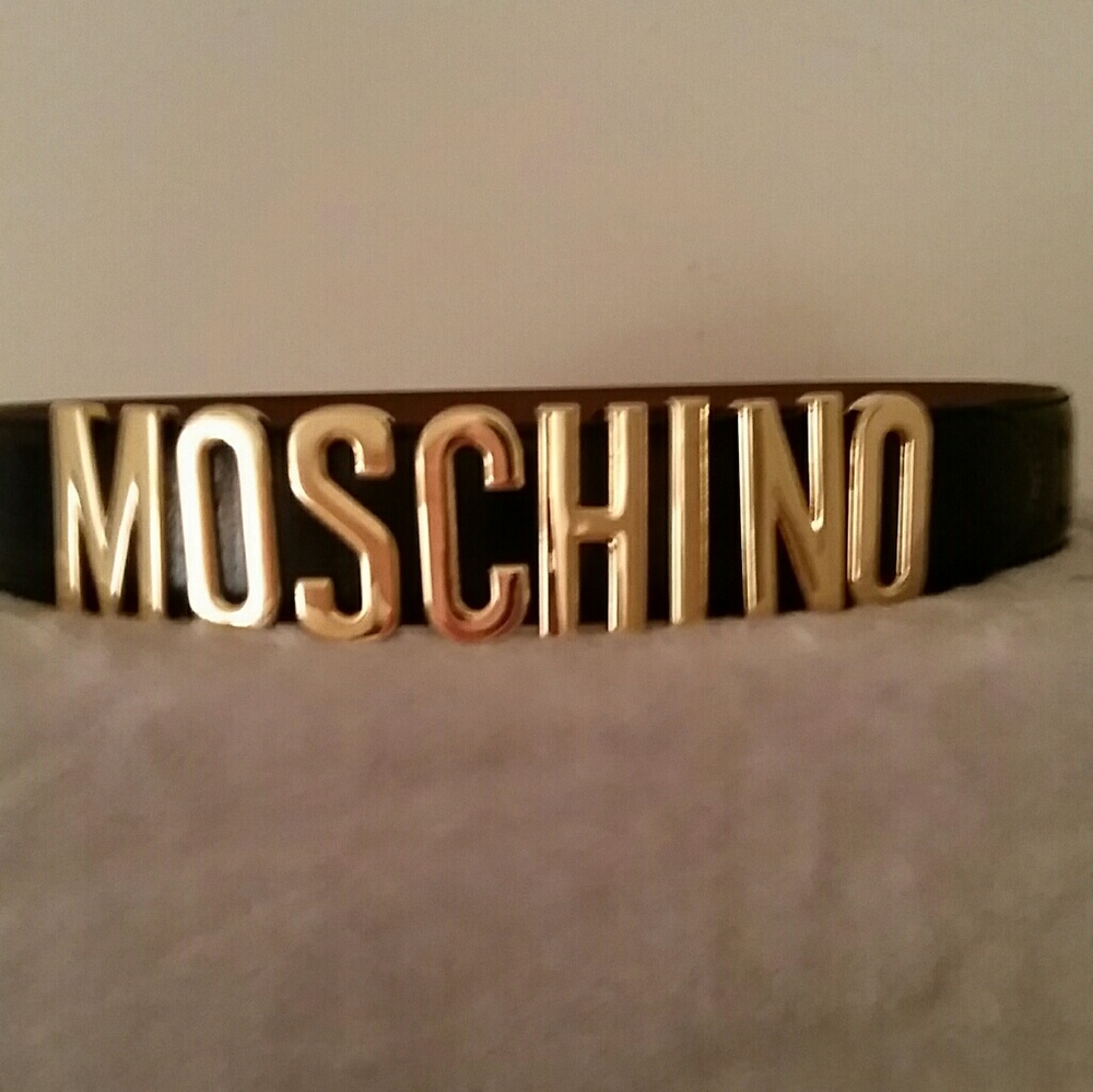 Black Moschino genine learher with gold logo
